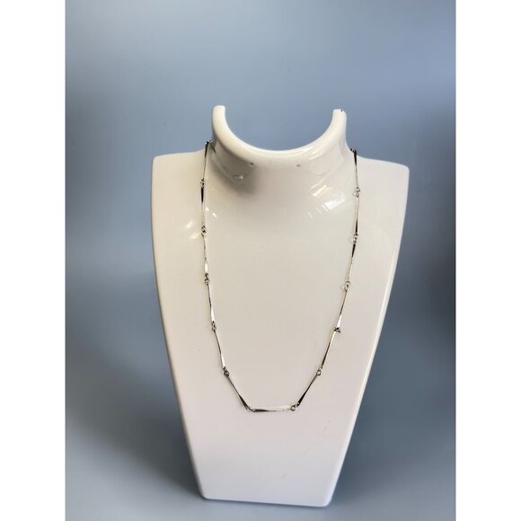 Les Bernard Designer Silver-Tone Geometric Necklace Signed 14 1/2" Elegant Minim - Picture 1 of 4